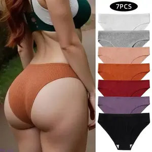 Women's 7-Pack Ribbed Cotton High-Waist Hipster Panties - Soft, Stretchy, Breathable Triangle Underwear for Daily Wear Intimates