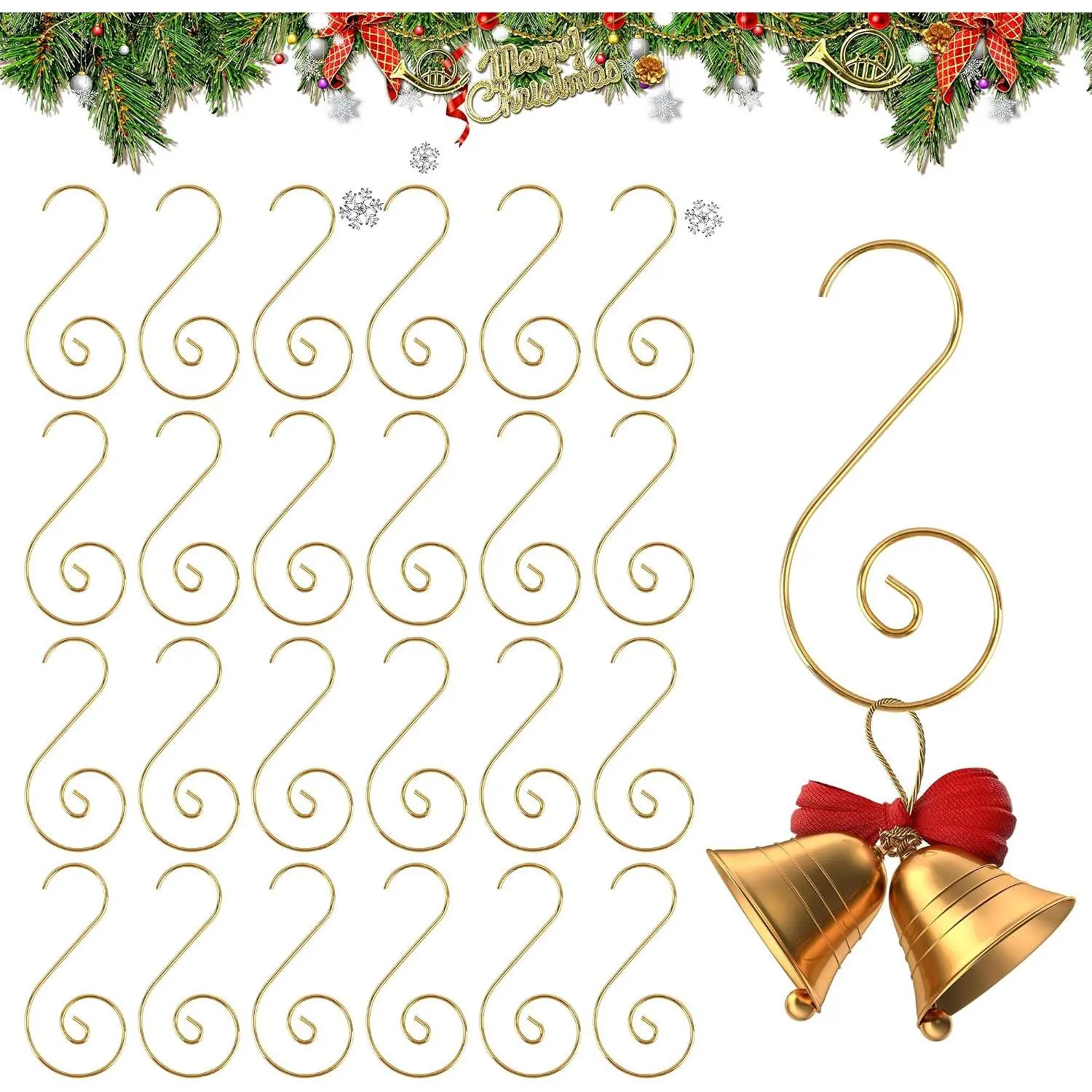 Ornament Hooks,  Christmas Ornament Hangers, 100 count Christmas Ornament Hooks, Metal Hooks for Ornaments, Metal Wire Ornaments Hooks Anchors for Xmas Tree Xmas Balls Party Decorations