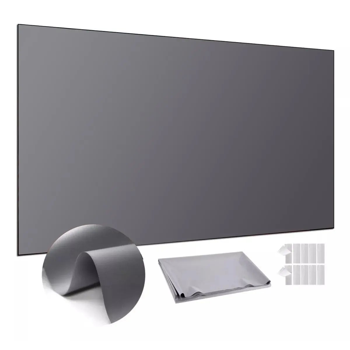 100 Inch Metal Projector Screen Ambient Light Rejecting Screen 2.4 Gain 16:9 3D Movie Screen for Home Theater