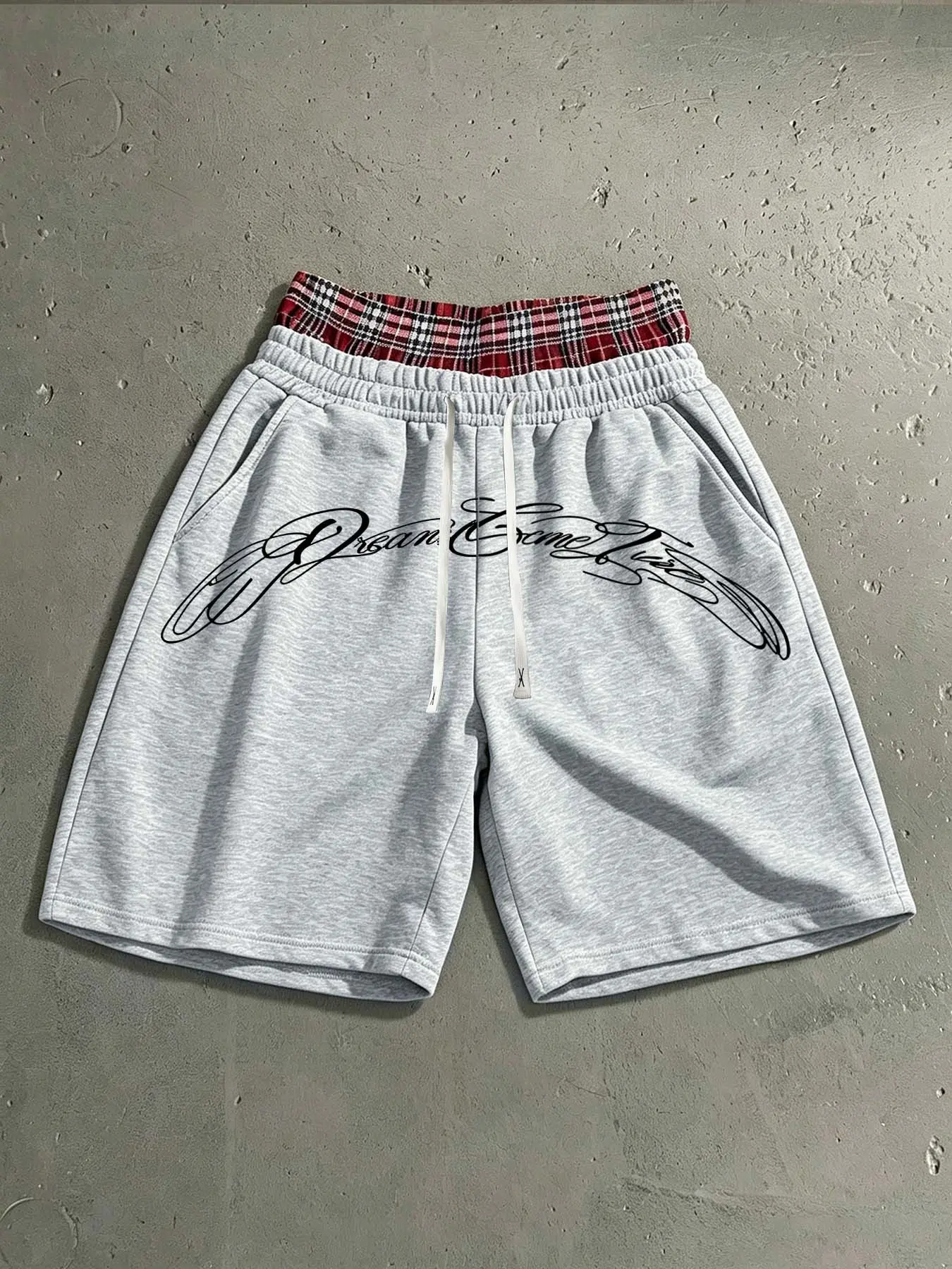Men's double-waist sports shorts, Athleisure street shorts, with cursive patterns, made of soft and comfortable fabric, suitable for skateboarding, gym workouts, casual outings, streetwear bottoms, Athletic Shorts, Fitness Shorts