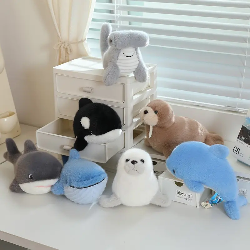 Deep Sea Whale Plush Toy, Orca Blue Whale Shark Dolphin Stuffed Animal, Kawaii Fluffy Pillow, Soft Healing Gift, Valentine Birthday Holiday Gift, Cute Stuffed Animals