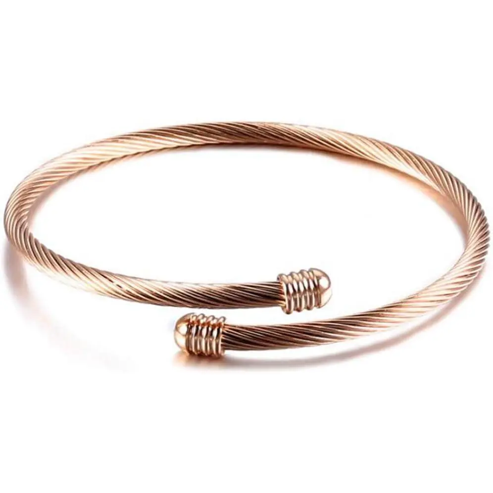 Jewelers Stainless Steel  Wire Open Cuff Adjustable Size Bangle Bracelet