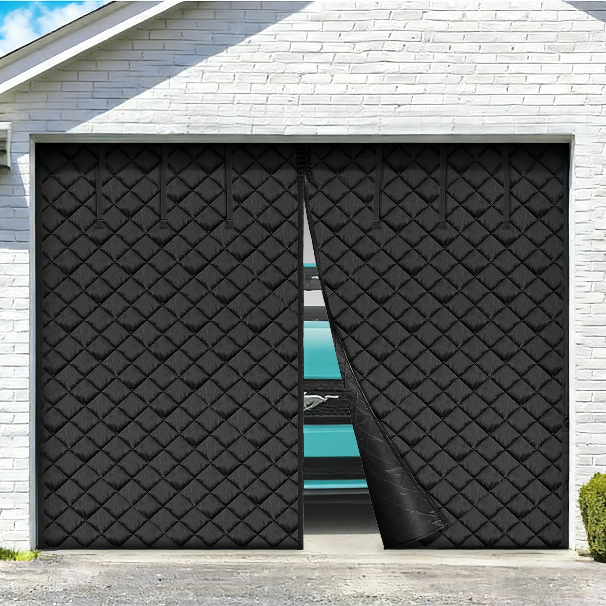【Summerfinds】VEVOR Garage Door Screen for Winter, 9x7FT, Garage Door Insulation Kit, Magnetic Thermal Insulated Door Curtain with 300D Oxford Fabric Heavy Duty Weighted Bottom, Easy Assembly for Garage Door
