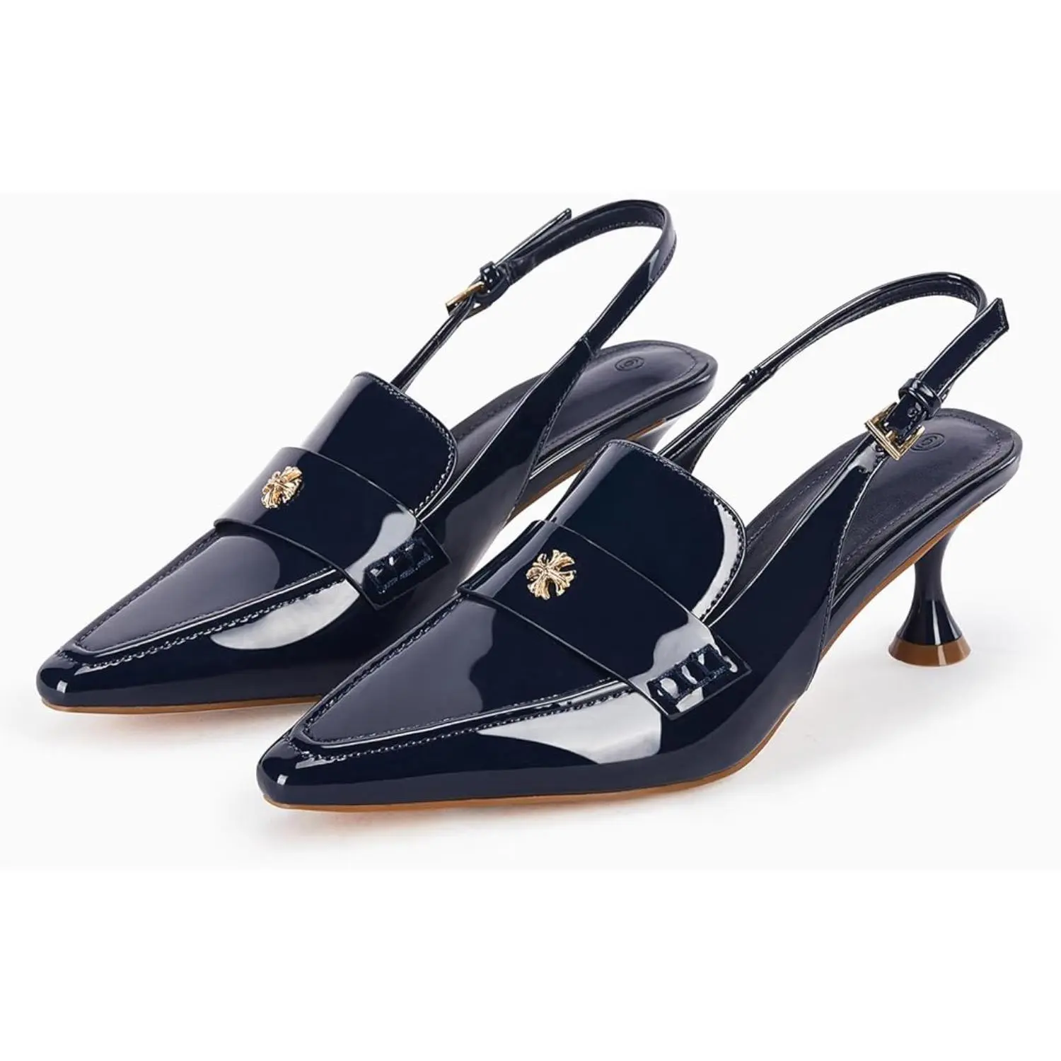 Coutgo Women's Pointed Toe Kitten Heel Sandals - Slingback, Slip-On, Ankle Buckle Dress Heels Shoes, Kitten Heels, Heels Shoes For Women,summerwins,summeroutfits,vacationoutfits,beachoutfits Footwear Cool Black