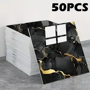 50pcs Self-Adhesive Bathroom Tiles, Waterproof PVC Wall Panels, Marble Pattern Bathroom Peel And Stick Wallpaper Stickers, Easy Peel & Stick, Modern Wall Decor