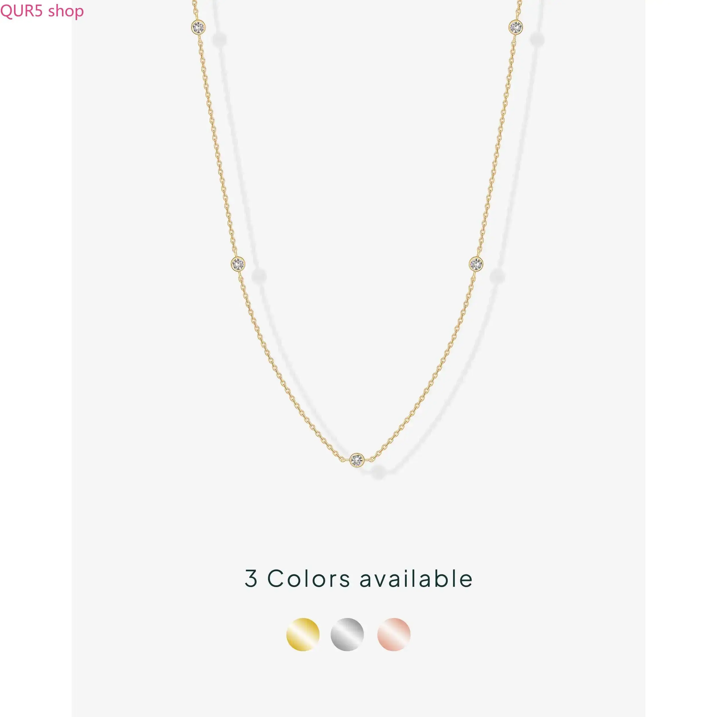 2026 14K Gold Plated Station Necklace for Women, Dainty Simulated Diamond CZ Choker Chain, Lightweight Minimalist Pendant Jewelry, Sleek All-Match Accessory for Daily Casual, Date Night and Party Outfit Styling