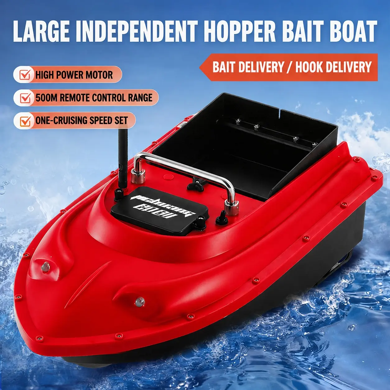 Wireless RC Fishing Bait Boat, Remote Control Boat with Night Light, 500m Distance Remote Bait Dispenser, Easy Operation for Uk Carp Anglers, No GPS Required