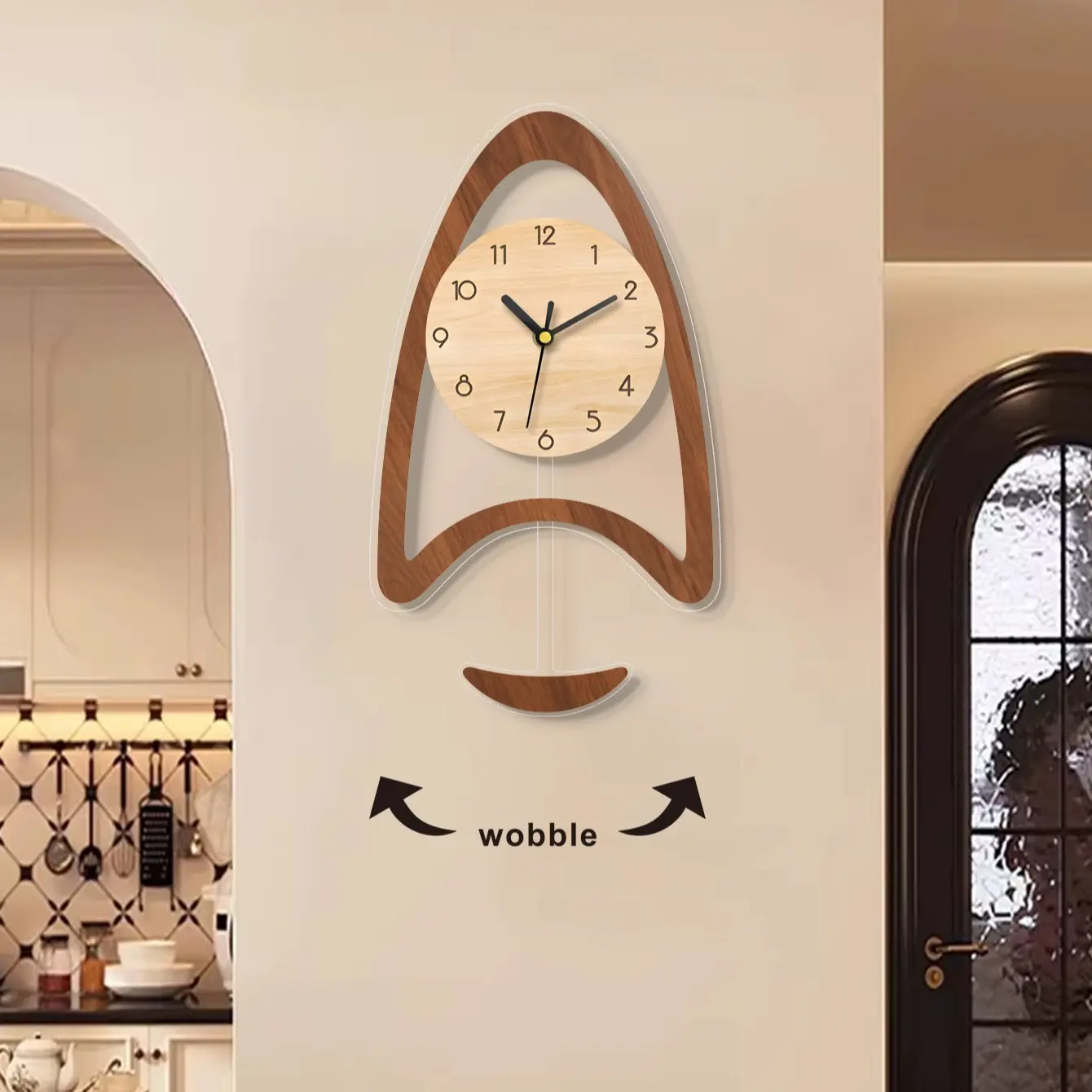 16-Inch Silent Pendulum Wall Clock, Luxury Minimalist Home Decor, Battery-Powered, Suitable for Home, School, Office