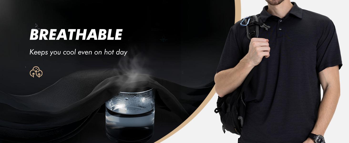 Polo Shirts for Men - Quick Dry Moisture Wicking Black Short Sleeve Performance Golf T Shirts for Casual Work Athletic