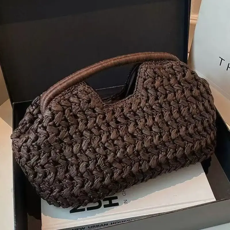 【Black Friday】Handwoven Straw Handbag for Women, Casual Beach and Vacation Tote with Textured Woven Finish, Eco-Conscious Bag, All-Season Fashion Accessory