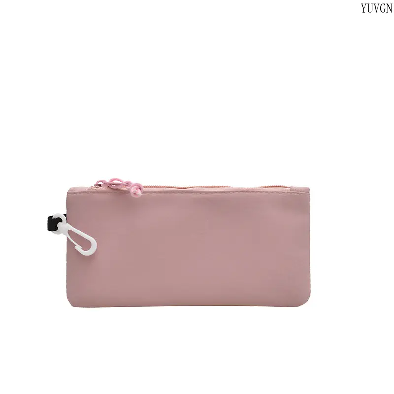 Unisex Compact Multi-Use Solid Slim Zipper Pouch with Detachable Clip - Mini Gym Storage Bag, Lightweight Versatile Fit Carry Case for Sports, Stationery, Cosmetic Needs, Makeup