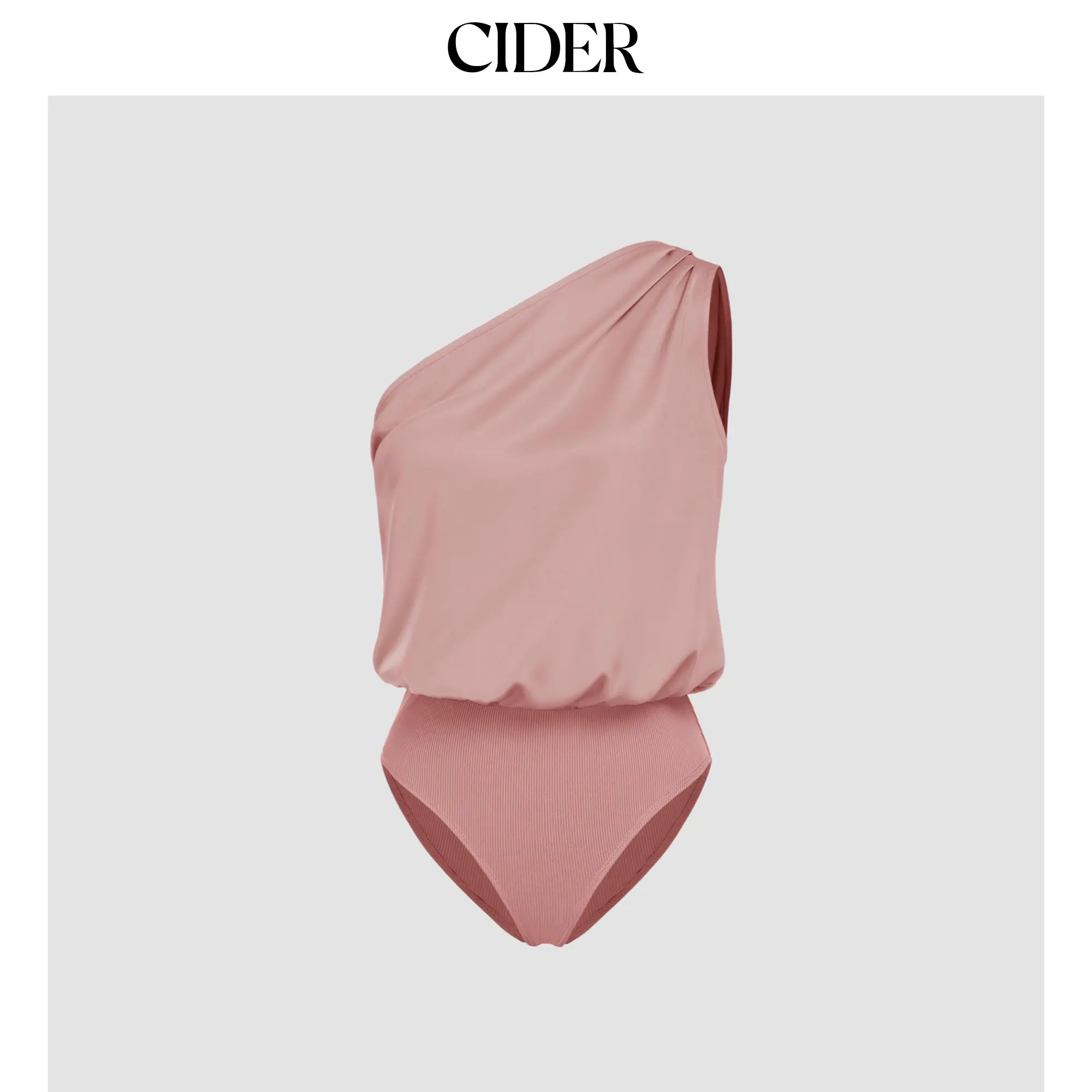 Cider Women's Satin Asymmetrical Neck Solid Bodysuit - 3 Colors, Size 2-10