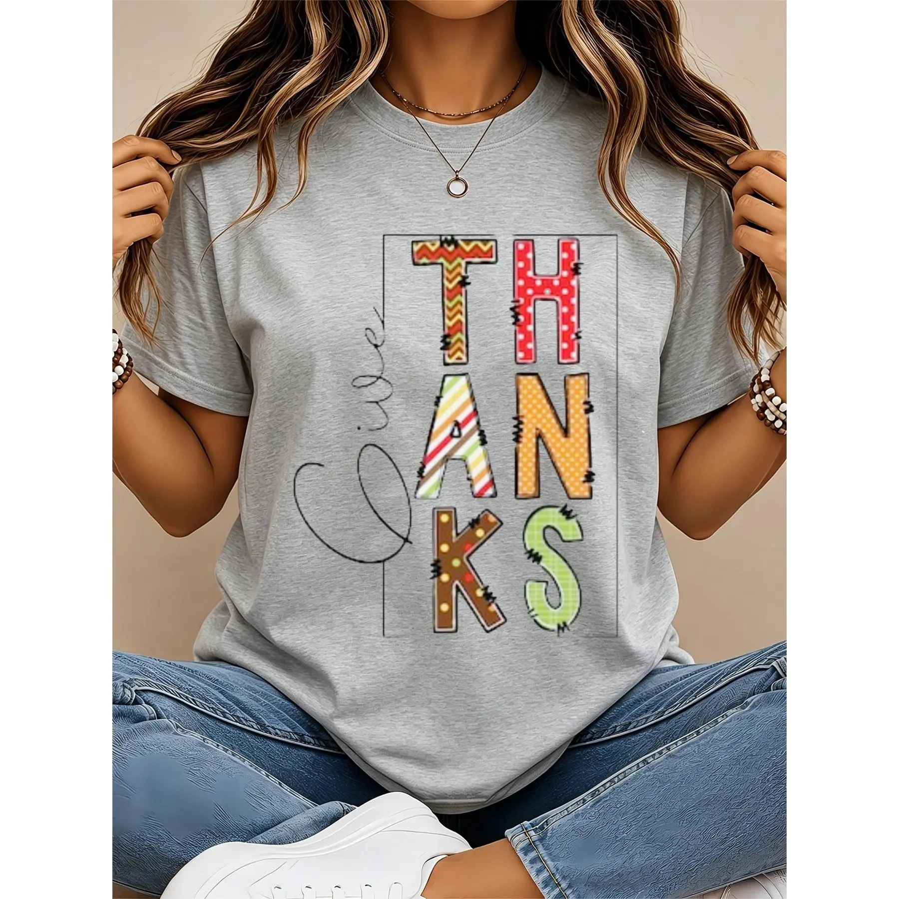 Women'S Graphic T-Shirt - Give Thanks Shirt, Thankful Shirt, Fall Shirt, Cute Fall Shirt, Thanksgiving Gift, Family Thanksgiving Tee, Thanksgiving Tee