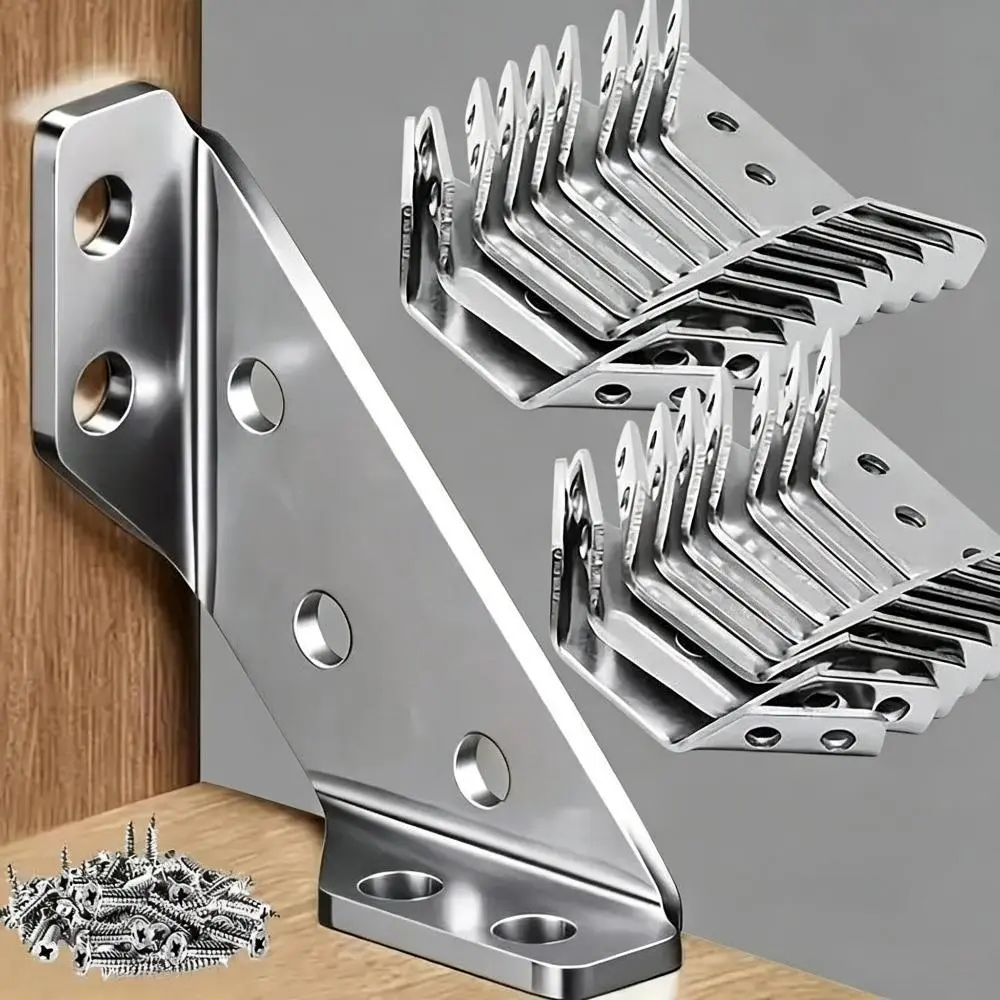 Heavy-Duty 90° Angle Lock Stainless Steel L-Shaped Corner Brackets Kit, 18pcs + 72 Screws (18+72 Pieces) Heavy-Duty Kit, DIY Friendly for Cabinets, Building Custom Shelves Industrial Hardware