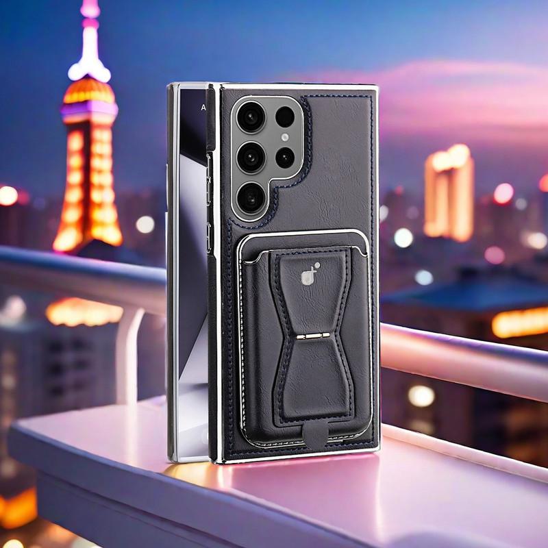 Magnetic Holder Phone Cases for S25/S24 Ultra/S23 Men Business Leather Shockproof Cover NH15