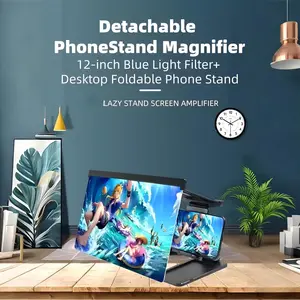 Foldable Phone Stand with 12-Inch Screen Magnifier, Portable HD Amplifier for All Smartphones, Ideal for Movies, Videos, and Reading