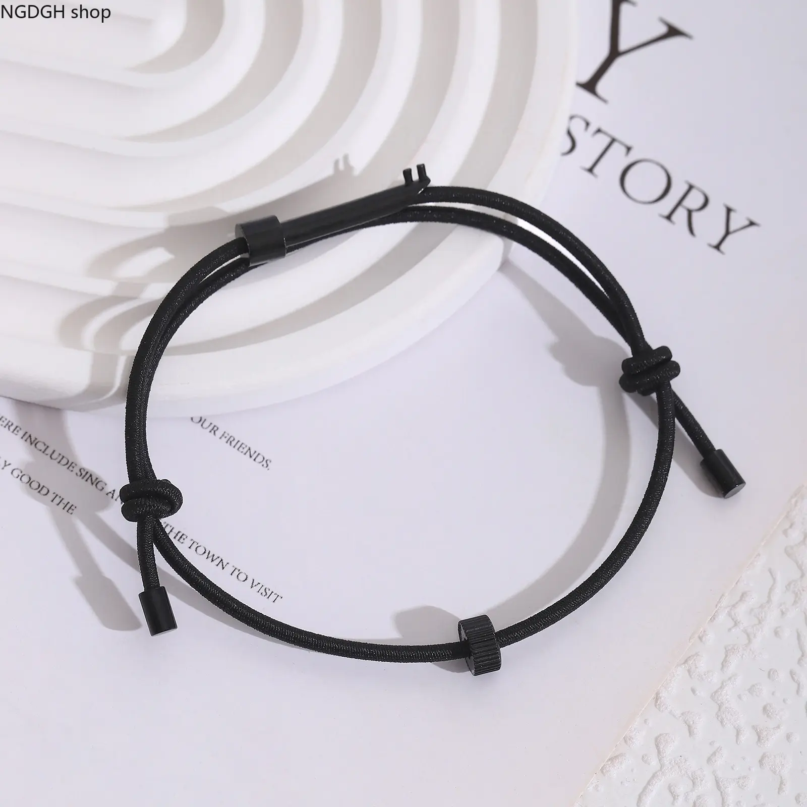 Men's Simple Braided Sliding Knot Rope Bracelet - Black Red Adjustable Cord, Sporty Chic Daily Wear Jewelry for Sports & Outdoor Use, Adjustable Slider Bracelets, Knotted Bracelet