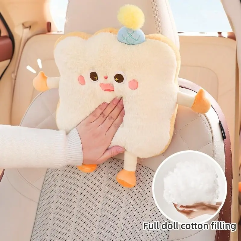 Car Headrest Lumbar Pillow Set, Creative Cute Cookie Car Neck Support, Comfortable Seat Cushion for Vehicle, Pair of Automotive Pillows