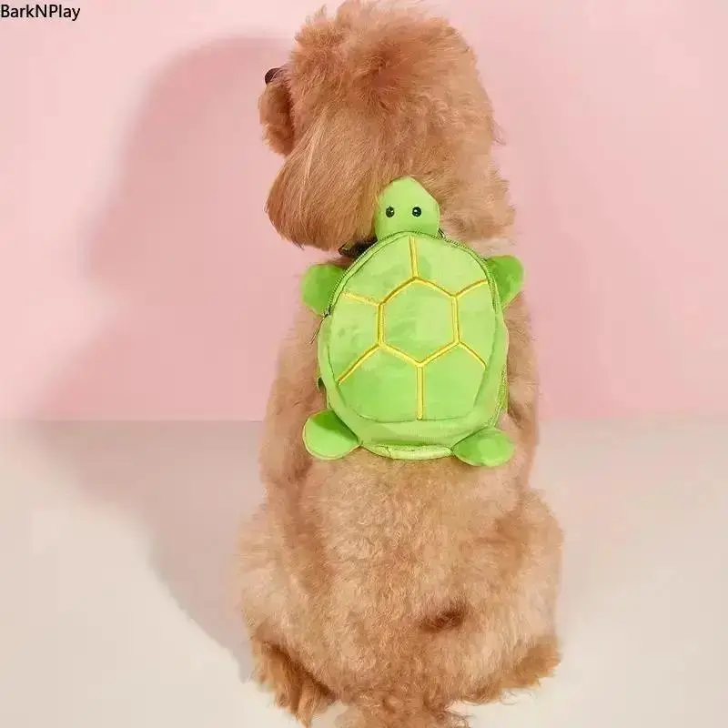 Turtle Shape Plush Pet Carrier Backpack - Adjustable Strap, Safety Traction Leash Harness, Soft PVC Material for Small Dogs Cats Hiking Travel