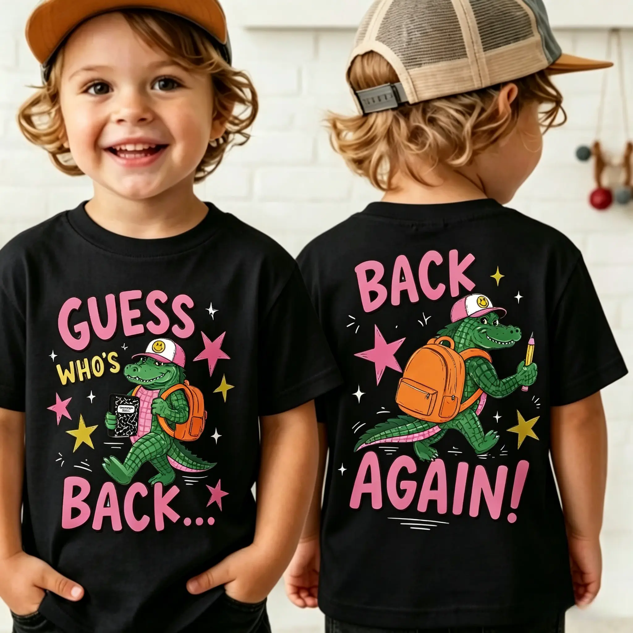 Guess Whos Back Tee, Vintage Front and Back School T-Shirt, Y2K Alligator Student Gift, Cute First Day of School Clothes