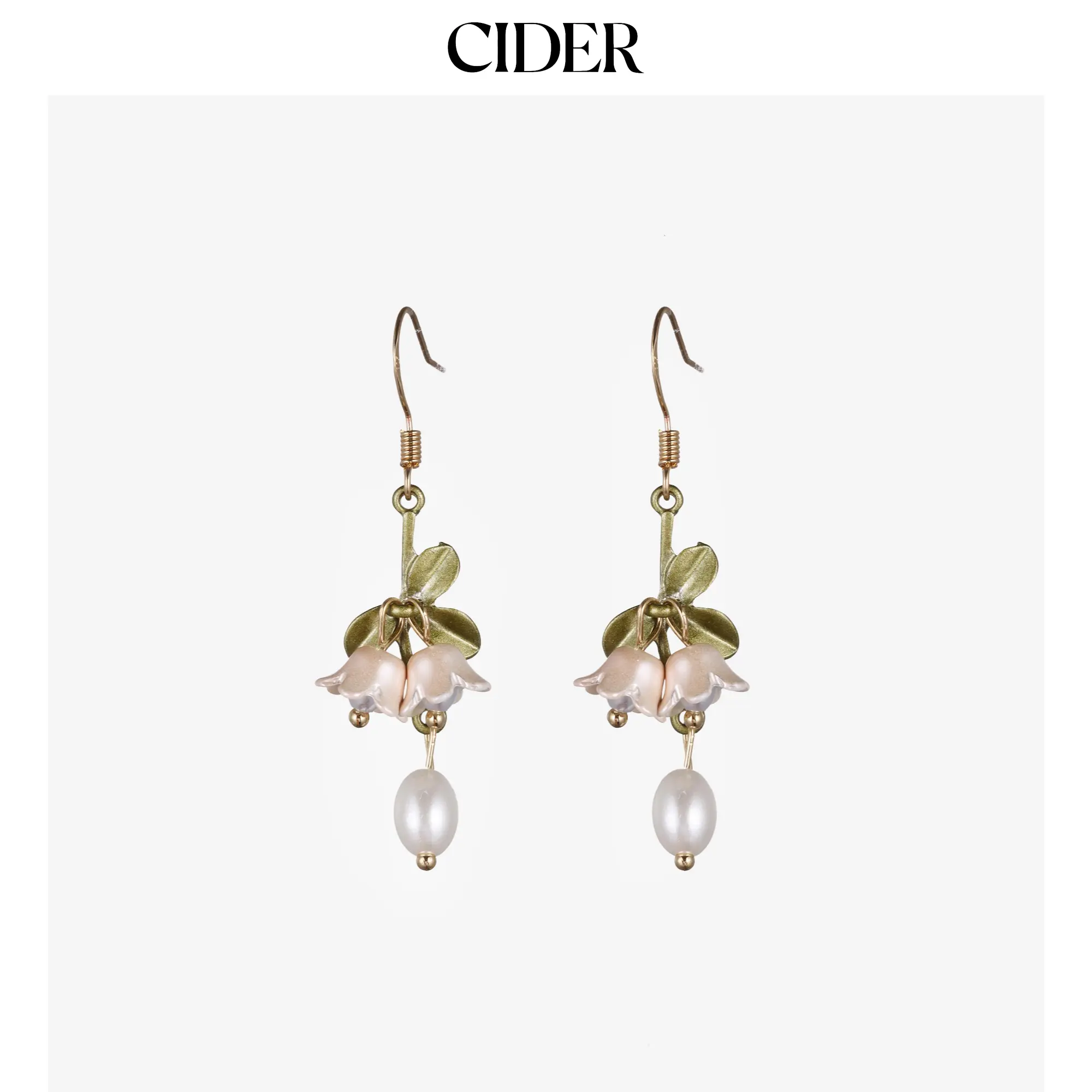 Cider [one-size] Flower Decor Faux Pearl Drop Earrings