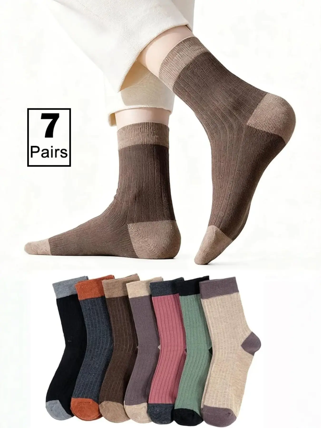 7 Pairs Women's Mid-Calf Socks, Cute Soft Ankle Socks, Comfortable Breathable Socks, Casual Short Socks for Everyday Wear