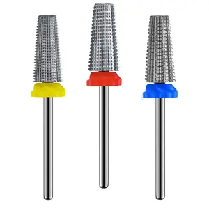3Pcs 5 in 1 Carbide Nail Drill Bit Set, 3/32 Inch Two Way Rotate for Left & Right Handed, XF F M Grit Bits for Fast Acrylic Nail Gel Removal