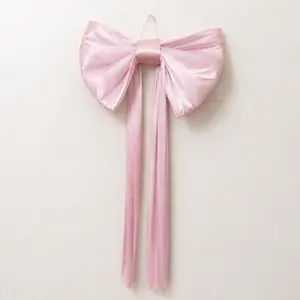 Giant Bow Party Decoration with 13.1 Ft Tail, Large Hanging Polyester Ribbon in Pink & Red for Wedding, Christmas Decorl