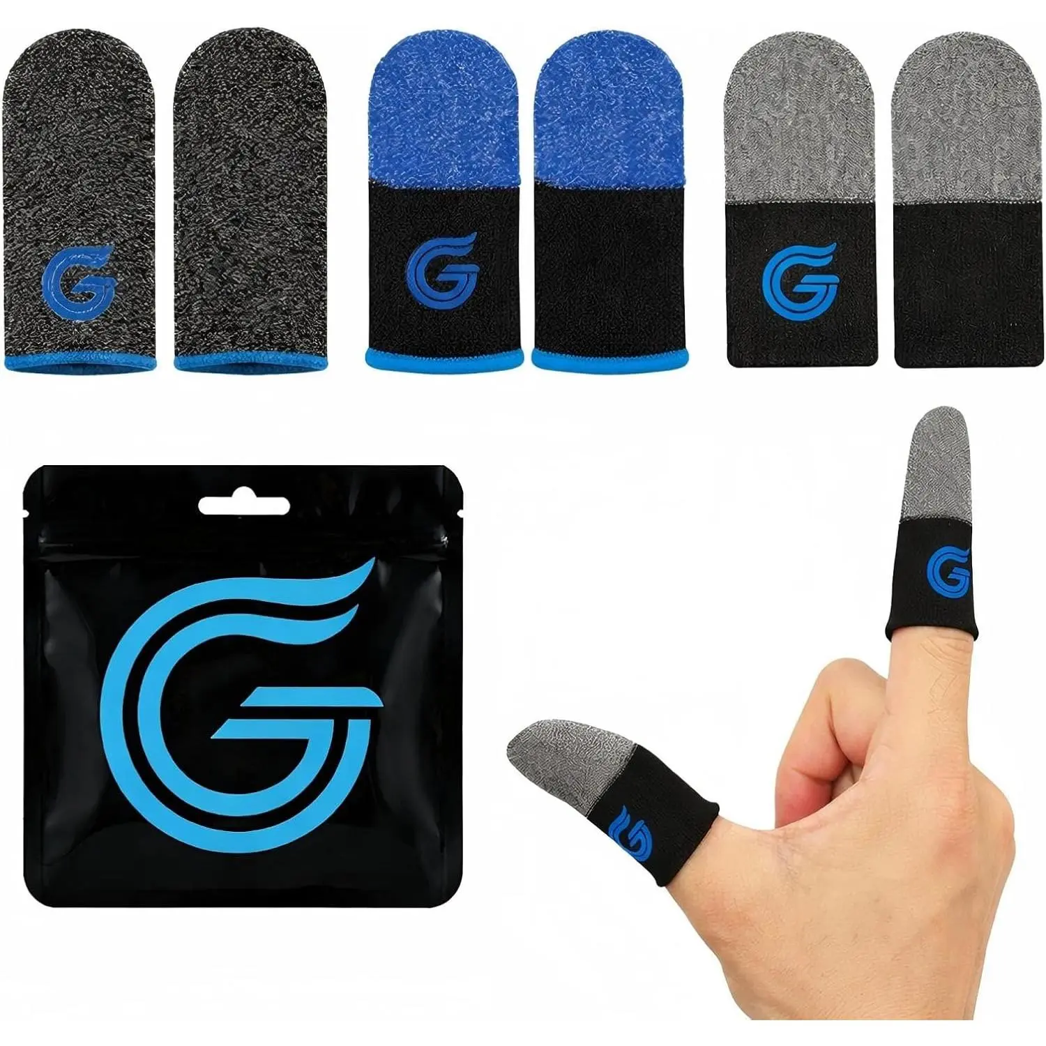 6-Pack Mobile Gaming Finger Sleeves, 0.15mm Ultra-Thin Synthetic Fiber, Sweat-Resistant High-Sensitivity Accessories for Android Smartphones, Durable Grip for PUBG/COD Mobile/FPS Touchscreen Use