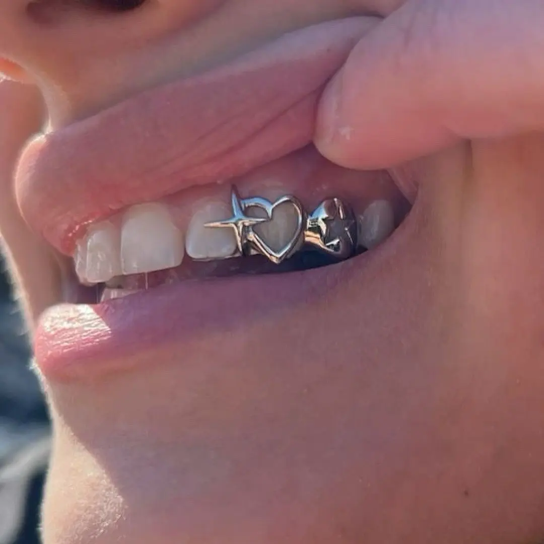 Unisex Punk Hollow-out Single Tooth Grillz, Hip Hop Teeth Jewelry, Streetwear Cool Statement Indoor Recreation Accessories