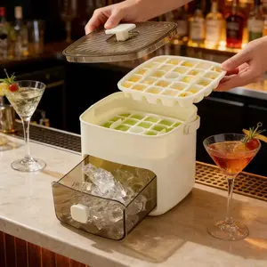High-capacity ice-making mold,Easy Press Lid Design, Food Grade Freezer Tray, Perfect for Whiskey & Cocktails, Essential Kitchen Tool