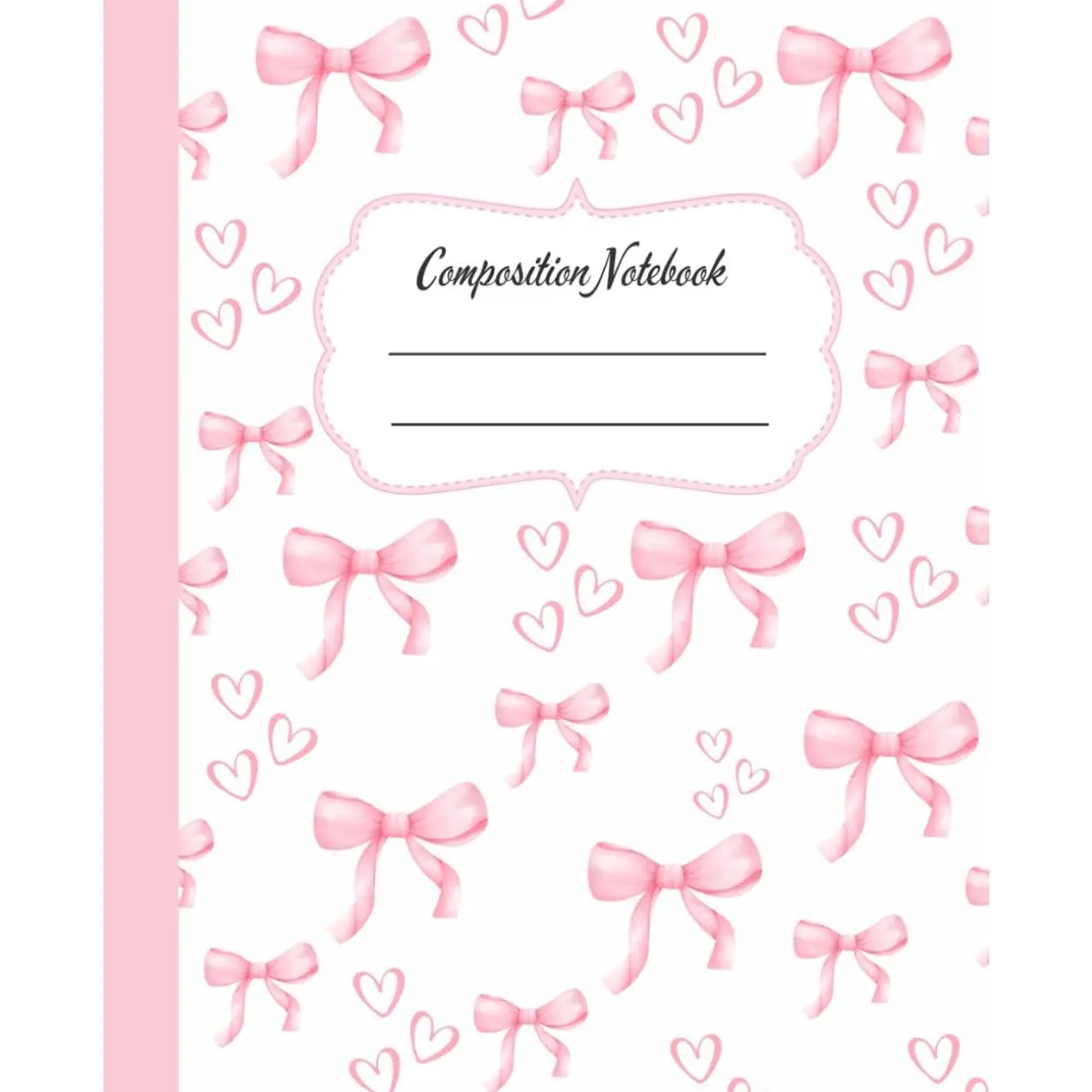 Composition Notebook: Cute Girly Aesthetic College Ruled Journal, Pretty Pastel Bow Design,  for School Supplies and Notes, Ideal forGirls, Teens, & Women - Paperback
