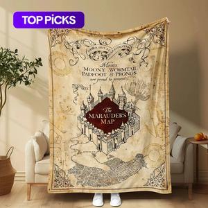 map pattern blanket, 1/2 counts soft comfortable throw blanket, cool bedroom bedding blankets, warm napping blanket for home office travel camping, decorative blanket