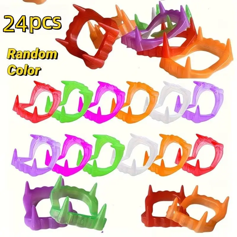 12-Pack Neon Halloween Vampire Teeth, Funny Prank Props, Random Colors, Perfect for Pranks, Costume Fun, Halloween Gifts, Horror Fangs