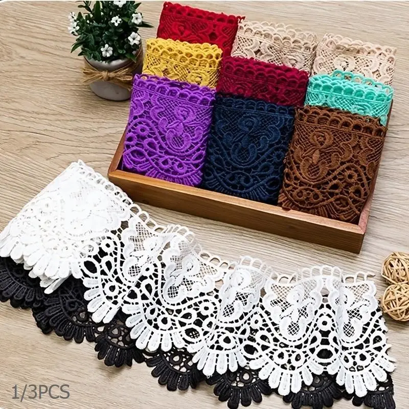 10 cm Wide Milk Silk Vintage Embroidered Lace Trim Lace Border Embroidery Decorative Ribbon Lace Flower Ribbon Trim for Sewing Craft Lingerie Wedding Dress Wedding House Decoration