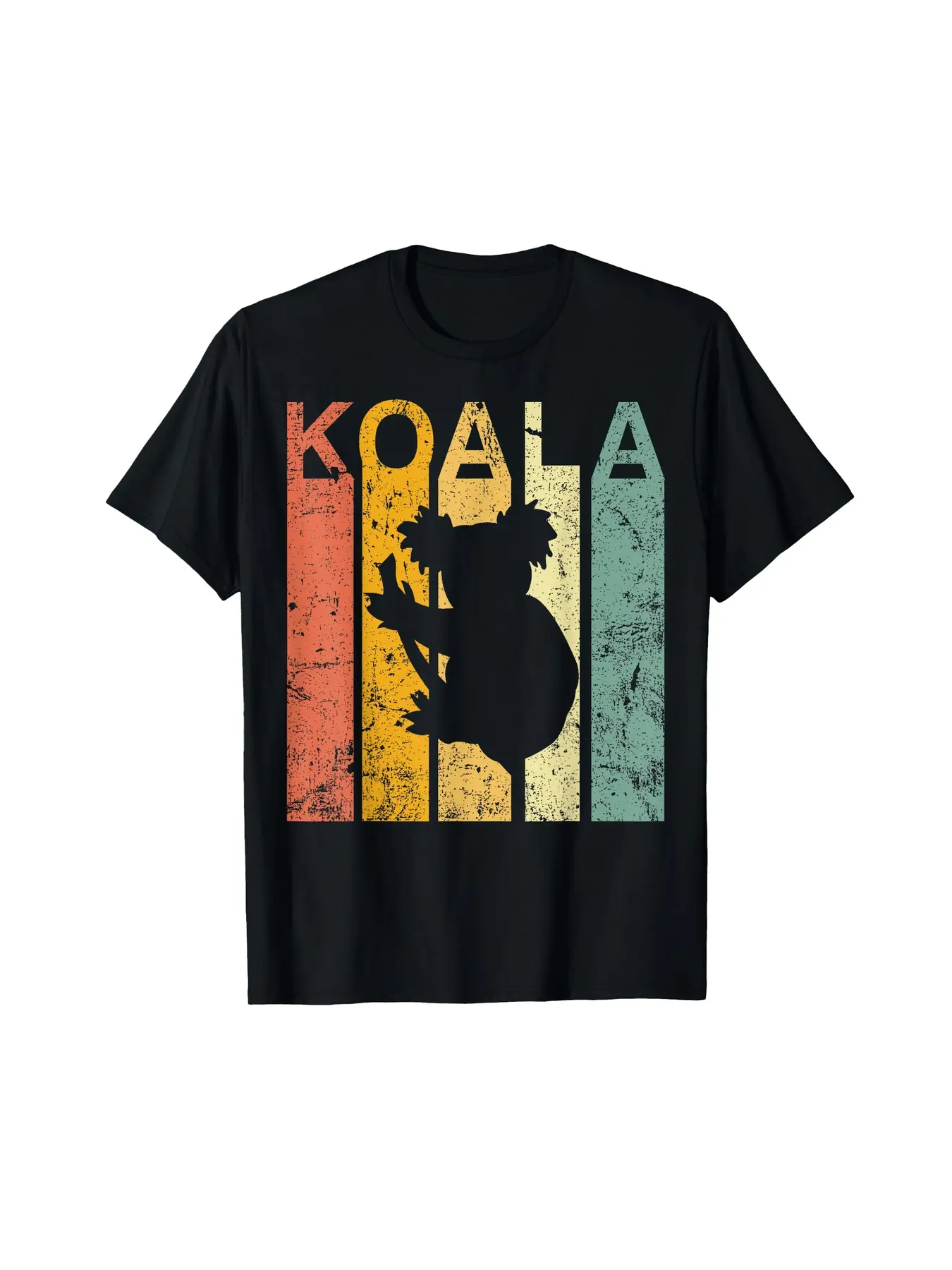 Retro Koala Silhouette Graphic T-Shirt Vintage Washed Black Oversized Tee, Perfect Gift Cool Shirts,Graphic Washed Oversized Tees for Men & Women,Summer Round Neck Short Sleeve ,Sports Shirt,Workout T-shirt