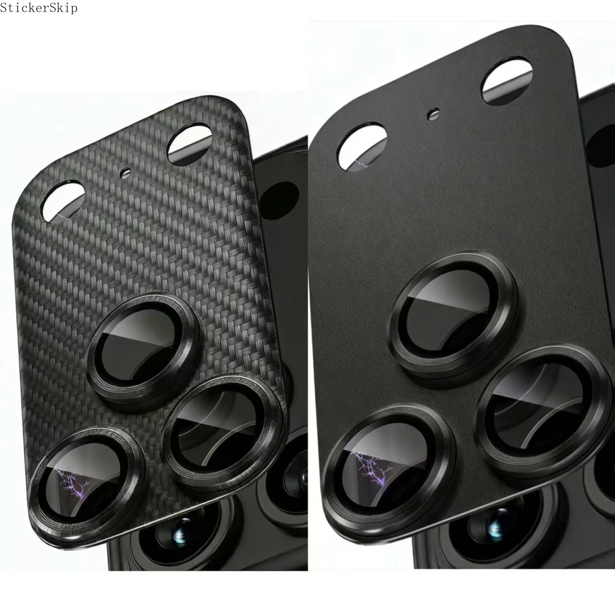 2pcs Minimalist Carbon Fiber-Aluminum Armor Smartphone Camera Lens Protector for iPhone 17 Pro Max, Full Coverage, Shatterproof, Strong Adsorption, Case-Friendly Casual Styles Daily Business Camera Accessory, 2 Pieces