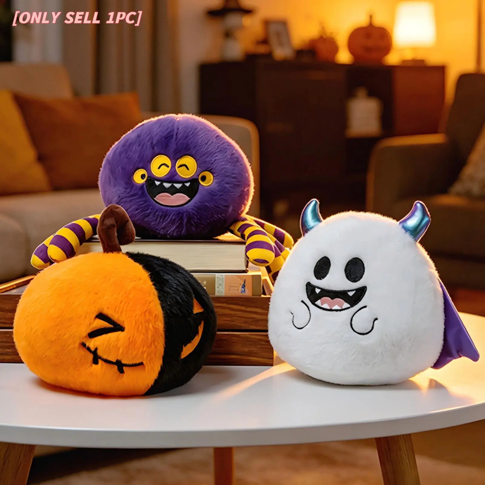 Halloween Plush Toy, Cute Ghost Pumpkin Bat Stuffed Animal, Soft Spooky Monster Plush Doll, Cozy Holiday Decoration, Kawaii Halloween Party Decor, Fun Gift for Kids, Friends and Halloween Lovers, Cuddly Doll Gift