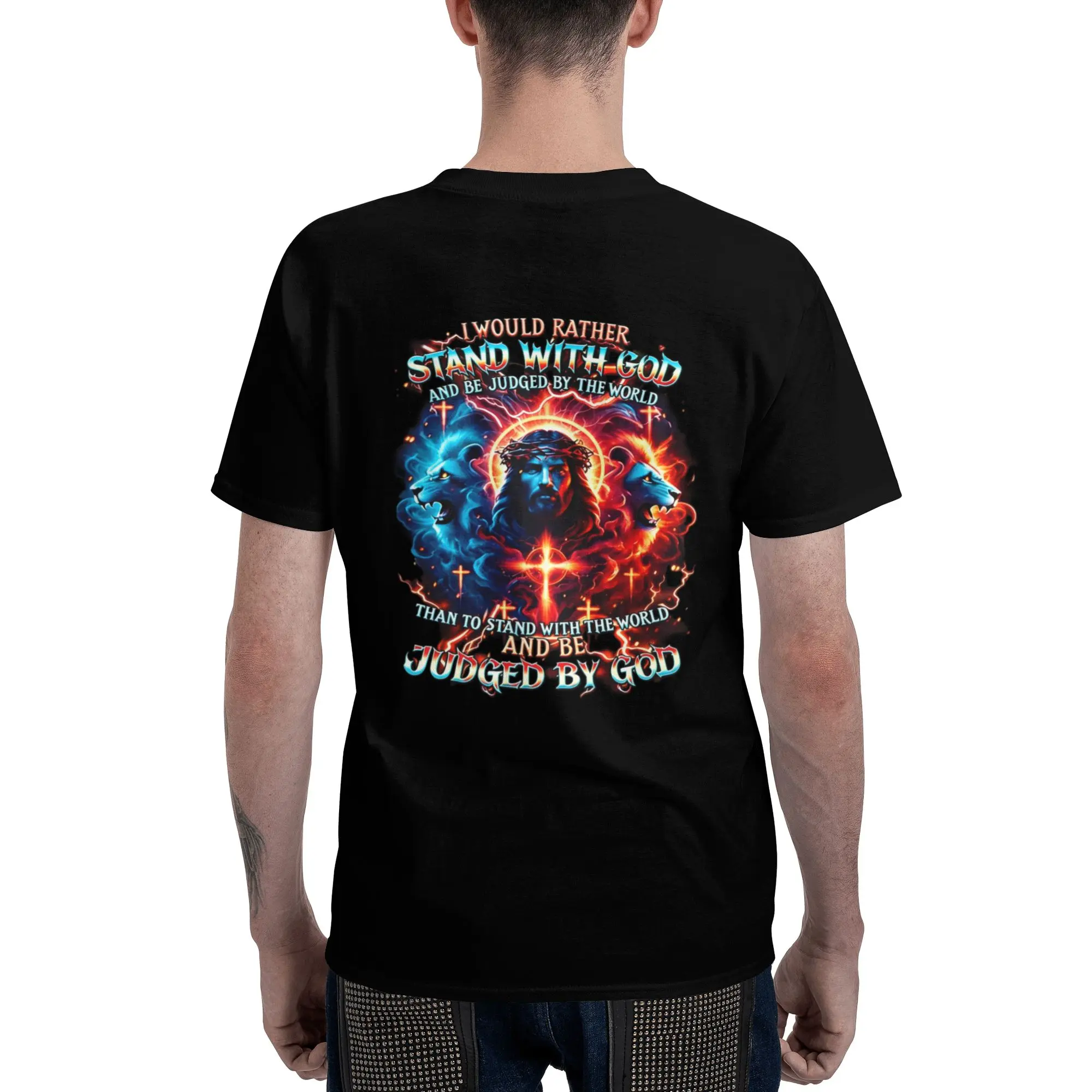Men's Plus Size Christian Faith TShirt with God's Choice Print Y2K Streetwear Crew Neck Suitable for Church Casual Wear & Gifts Hip Hop Style Religious Apparel Machine Washablefashion Boutique T-shirt Casual WearPattern Print, PLUS SIZE