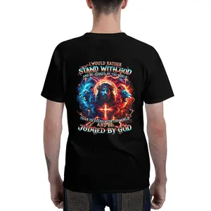 Men's Plus Size Christian Faith TShirt with God's Choice Print Y2K Streetwear Crew Neck Suitable for Church Casual Wear & Gifts Hip Hop Style Religious Apparel Machine Washablefashion Boutique T-shirt Casual WearPattern Print, PLUS SIZE