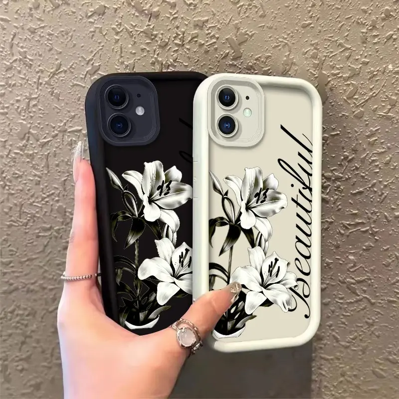 Phone case for iphone 11 12 12MINI Shockproof Enhanced Peotection TPU Monochrome Lilies with Cursive Beautiful Lettering soft silicone Celestial Eye Layered Phone Case ROOJTNVG8
