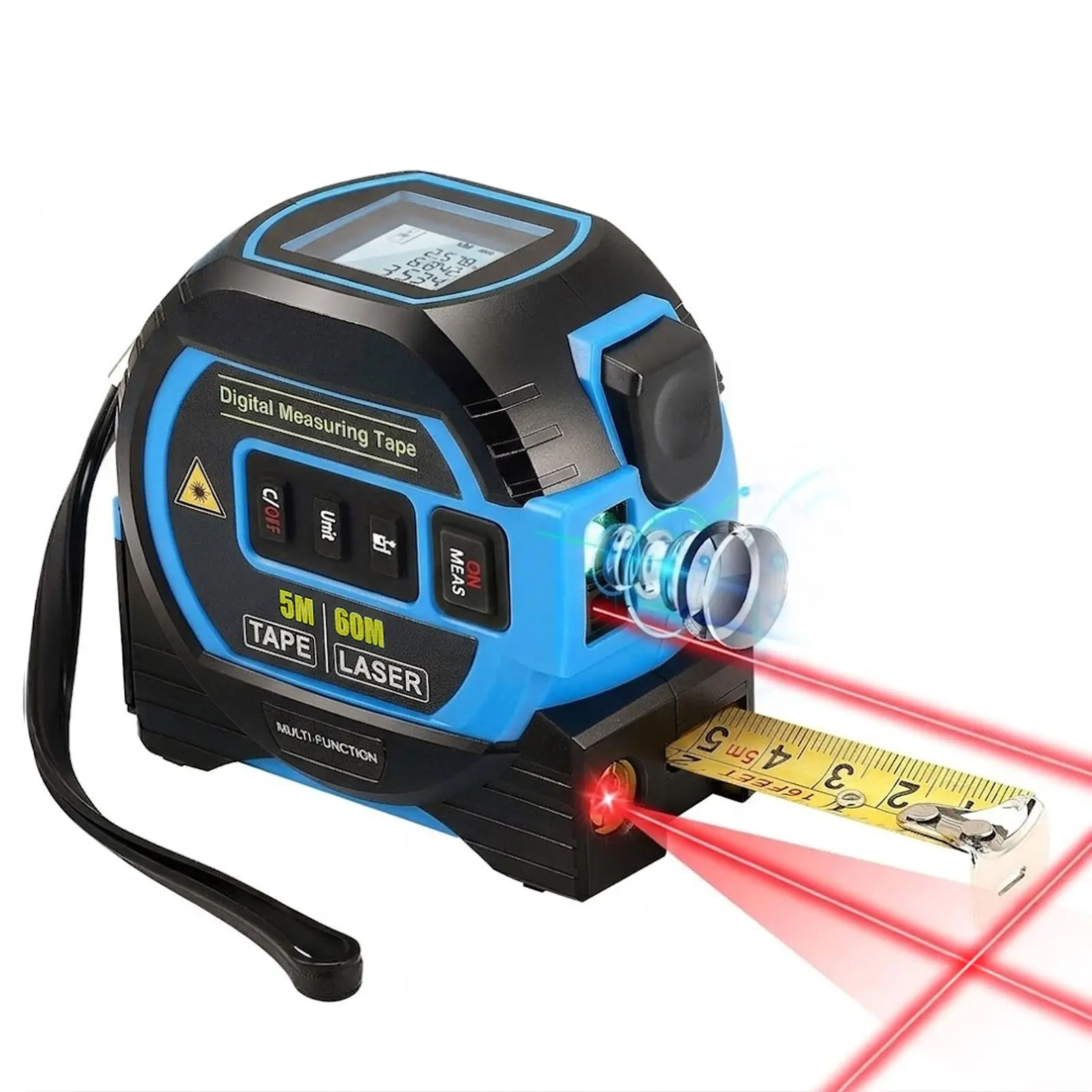 3-in-1 Digital Laser Tape Measure, High Precision Laser Distance Meter and Steel Tape Measure, Manual Measuring Tool for Surveyor, Engineer, Electrician, Home Renovation, Portable Hardware Tool