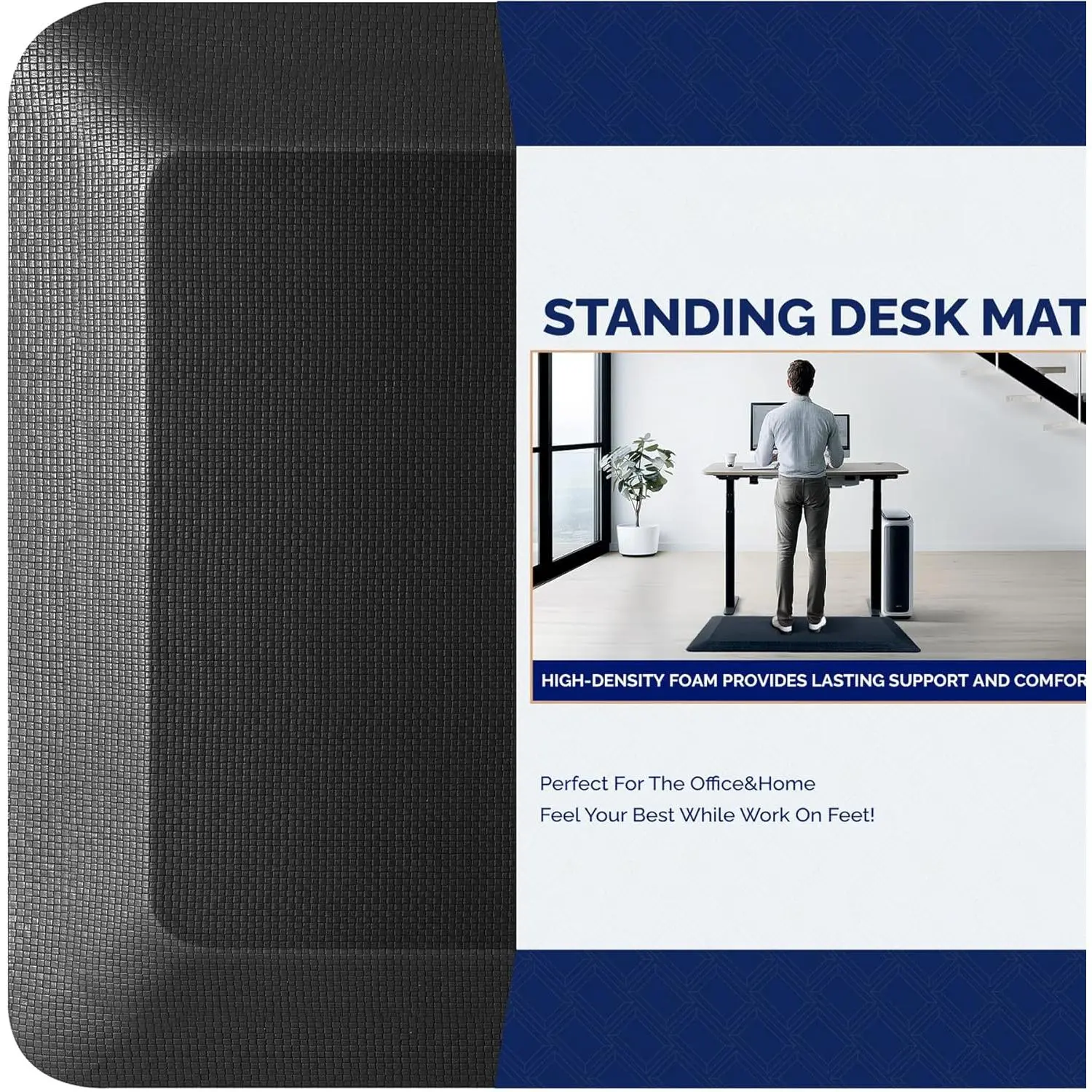 Anti Fatigue Mat for Standing, 9/10 Extra Thick Ergonomic Standing Desk Mat, Comfort Memory Foam Standing Mat at Home,Office All Day (20" x 32", Black, 1PC)