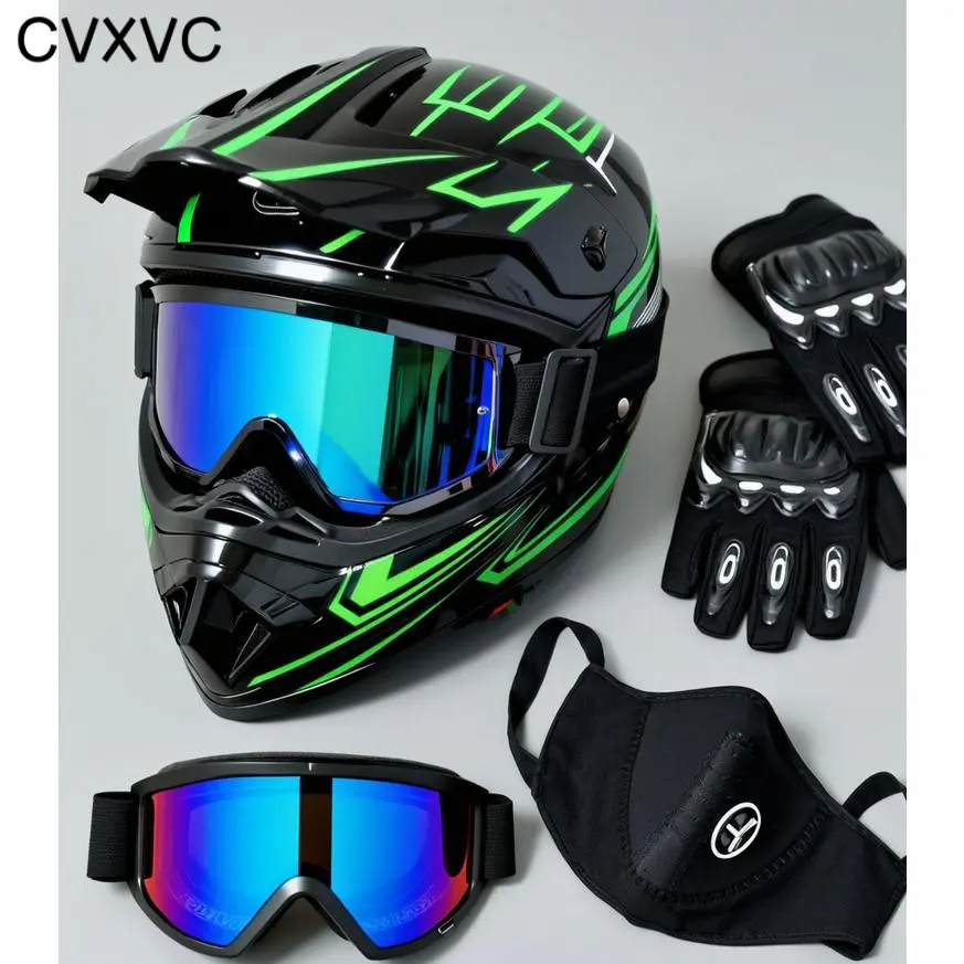 CVXVC 4in1 Adjustable Racing Safety Helmet DOT Certified, Adult Men Full Face Aero Helmet with Goggles Gloves Face Shield, Windproof Breathable Bicycle Motorcycle ATV Helmet summerwins,summerwins