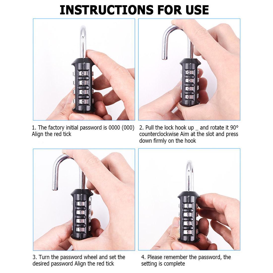 4-Digit Combination Lock, Outdoor and Indoor Waterproof Padlock for School, Gym or Sports Locker, Toolbox and Hasp Cabinet, Security Lock