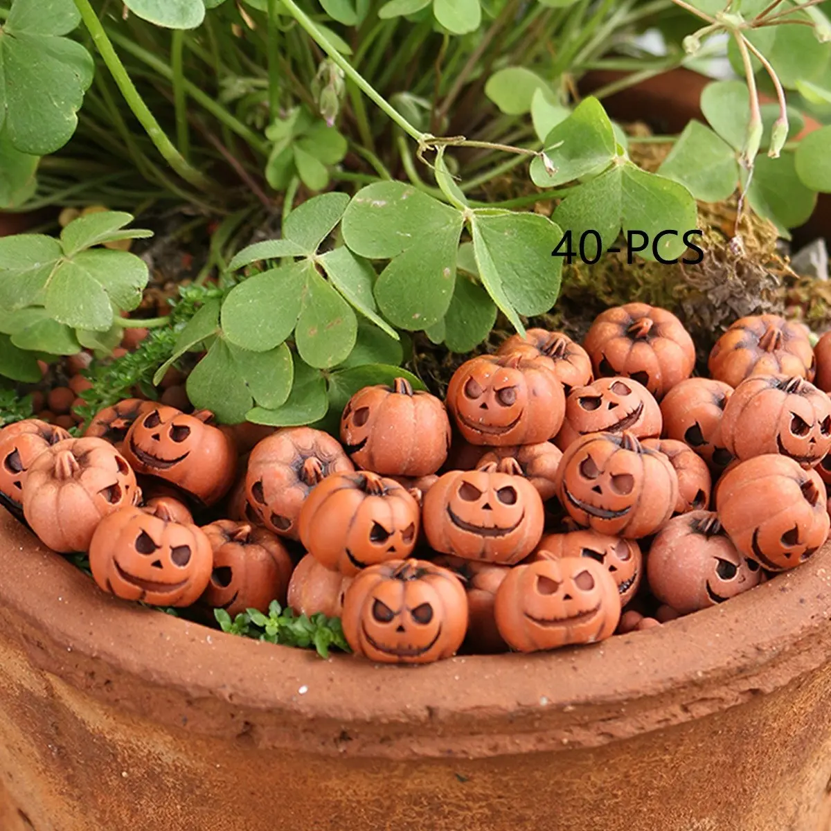 Miniature Pumpkin Ornament, 40pcs/set Creative Garden Bonsai Decoration, Office Desk Decoration Pumpkin, Halloween Gifts, Home Micro Garden Path Decoration