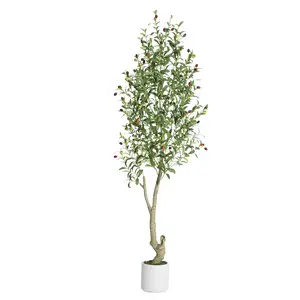 Lifelike Artificial Olive Tree with White Planter & Green Moss – Tall Faux Indoor Plant for Home, Living Room, Bedroom, Office, Foyer, or Stairs – Realistic, Maintenance-Free Decorative Tree