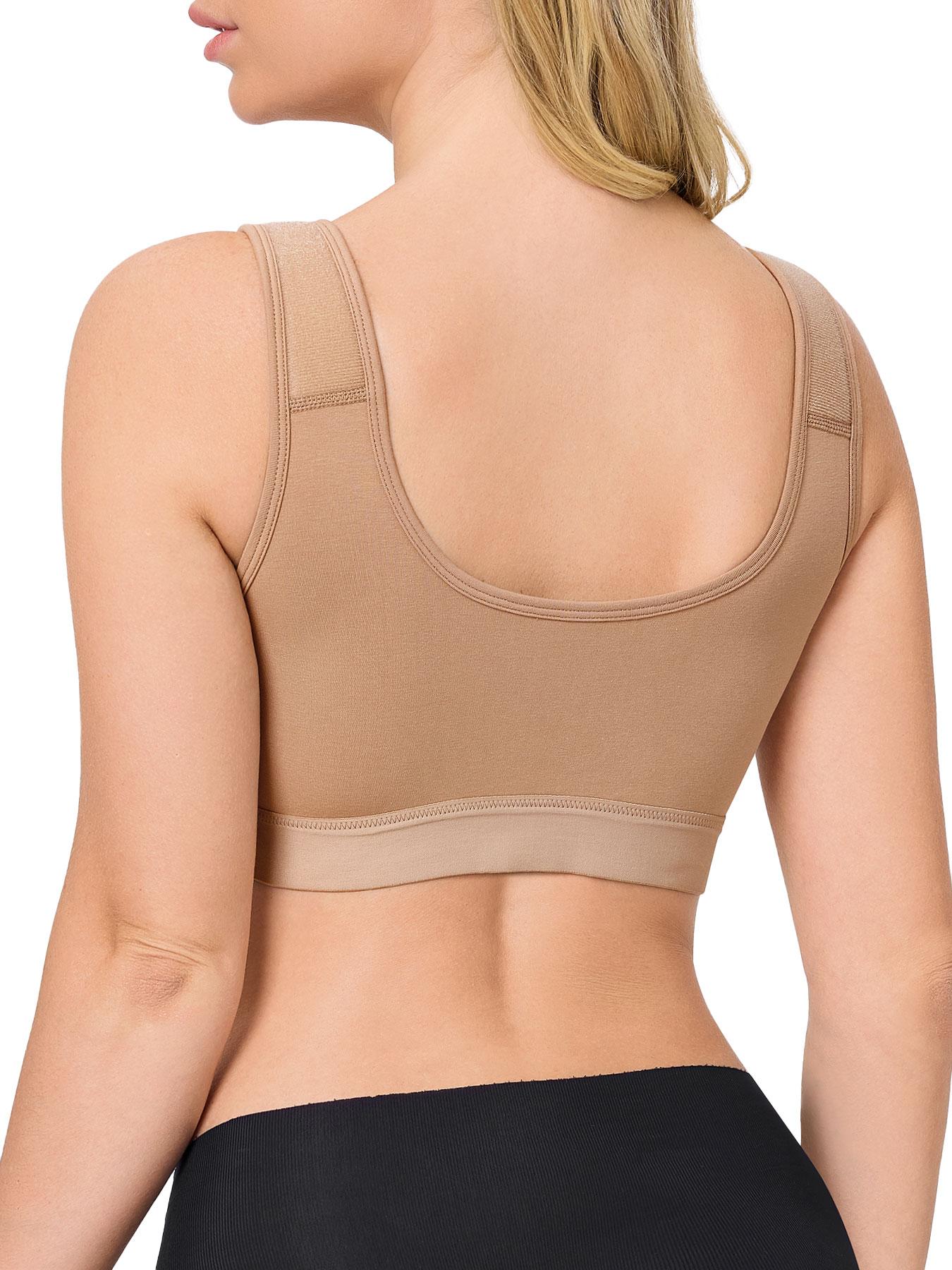 Women's Full Coverage Wireless Bra, High Elasticity Cup, Adjustable Wide Straps, Front Zipper Design, Casual Daily Wear