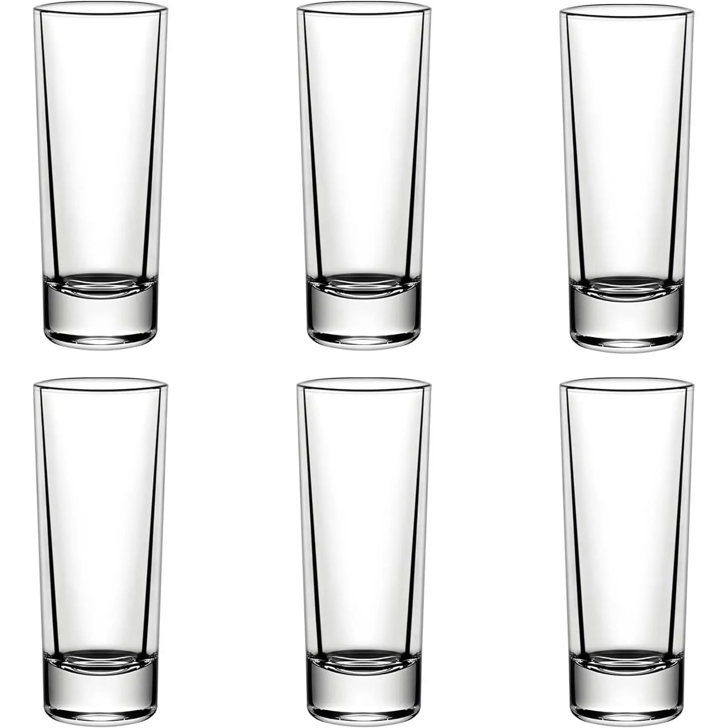 2 Ounce Shot Glasses Heavy Base, Small Liquor and Spirit Glasses, Durable Tequila Bar Glasses For Alcohol and Espresso Shots, Shooter Glass Set 2oz / 60ml (6-clear)