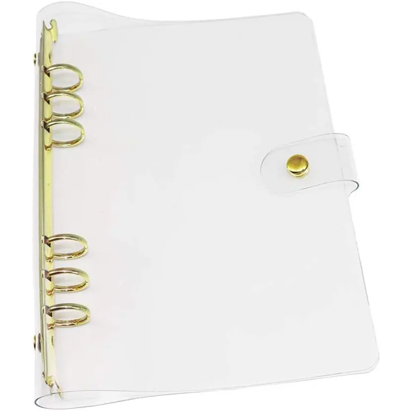 A5 6-Ring Clear PVC Binder Planner Cover  Rings Loose Leaf Notebook Binder Transparent Refillable Notebook Shell Protector (Clear PVC Style  Tone, A5(6.8x9.2))